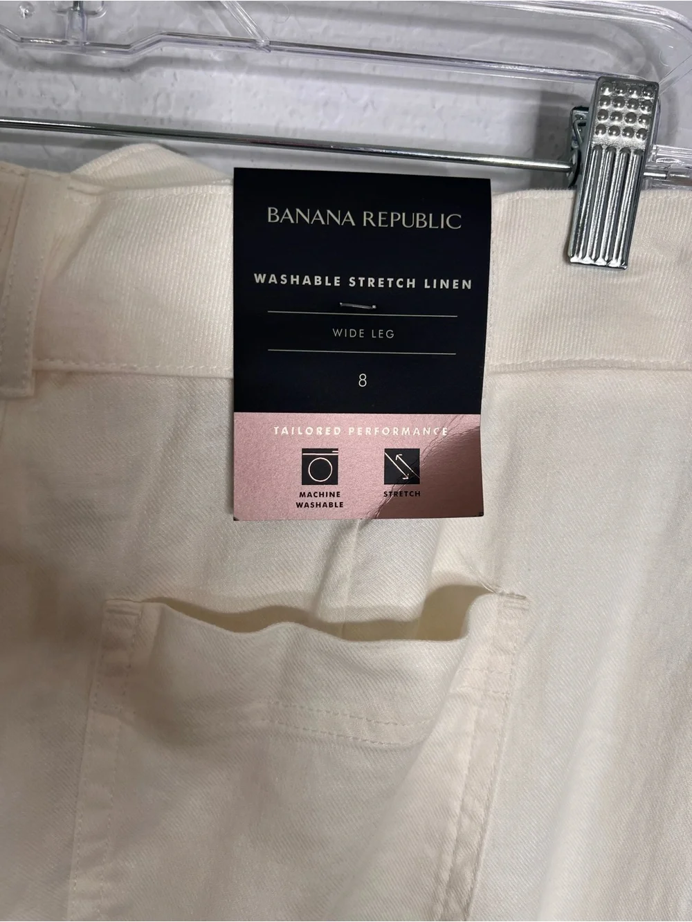 Banana Republic Wide Leg High Rise Linen Blend Pant Women’s Size 8 Off White KK